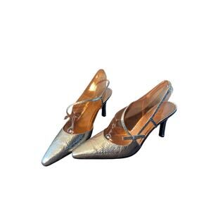 Nina  Metalic silver sling backs‎